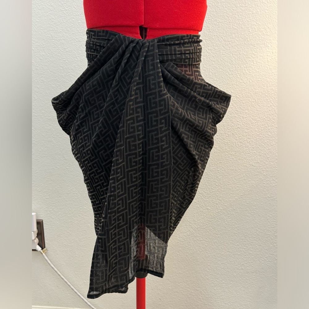Balmain monogram draped skirt